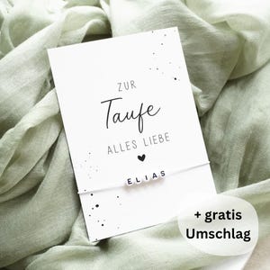 Karte zur Taufe personalisiert, Taufe Karte mit Namen & Briefumschlag, moderne Taufkarte mit Name, Glückwunschkarte zur Taufe, Karte Taufe
