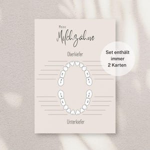 Milchzahnkalender 2 Stück beige, Meilensteinkarte Milchzähne, Zahnkalender, Milchzahn, Wackelzähne, Zahnwechsel Kinder, erster Wackelzahn
