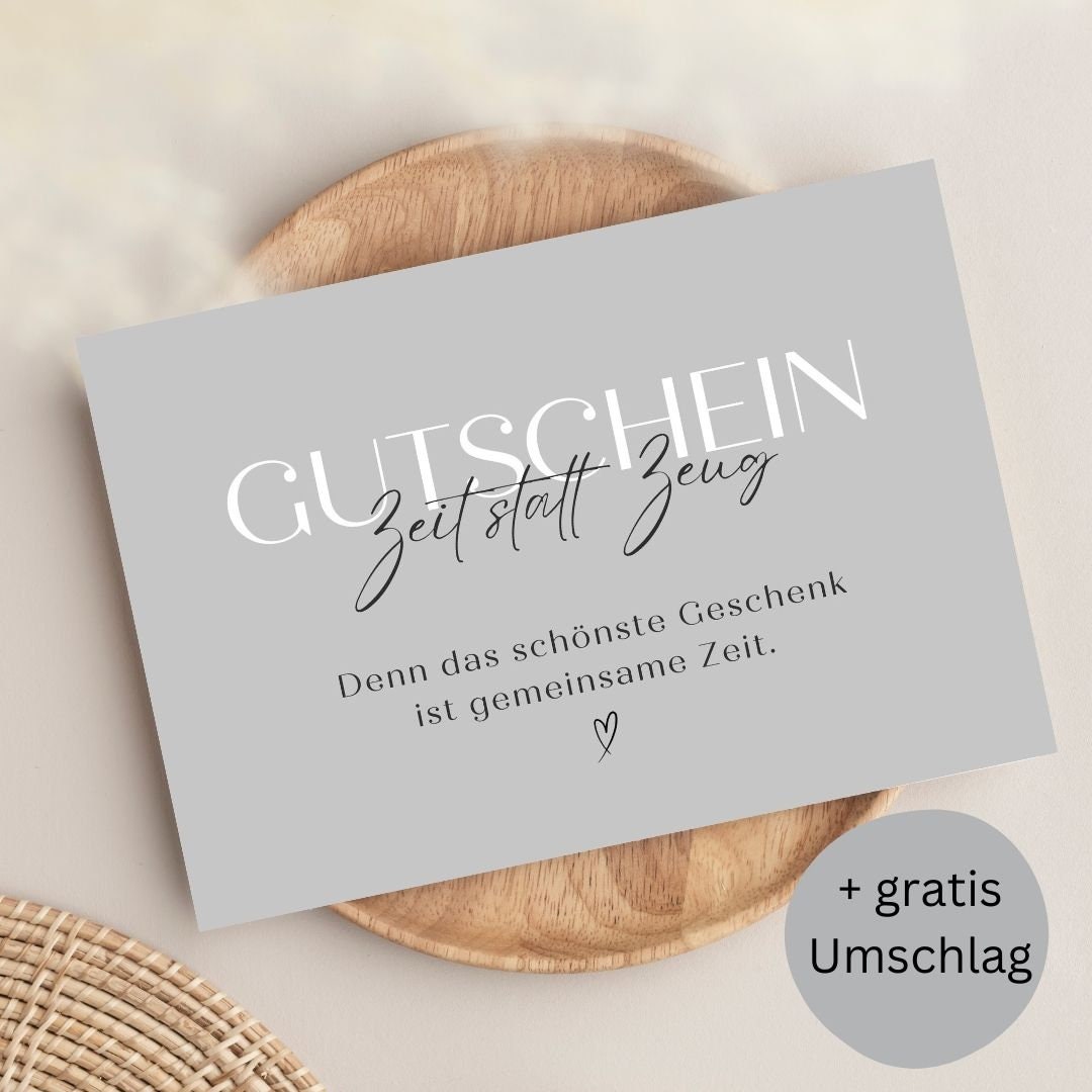 Postkarte Gutschein Zeit statt Zeug inkl. kostenlosem Umschlag