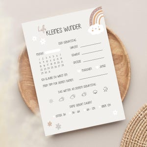 Hallo kleines Wunder A5, Baby Tippkarten, Babyshower, Babyparty Set, Tippkarte neutral, Babyparty Ausfüllkarte, Babyparty Spiel Ausfüllkarte
