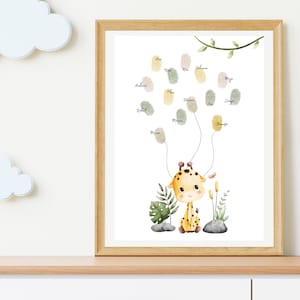 Gästebuch Giraffe Babyparty Poster Fingerabdruck, Gästebuch Taufe, Kommunion Deko Babyparty Geschlecht Fingerabdruck Gästebuch Gender Reveal