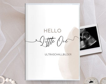 Ultraschallbilder-Mappe Hello Little One minimalistisch, Hülle Ultraschallbilder Aufbewahrung, Einsteckalbum Baby 10x15, Foto Ultraschall