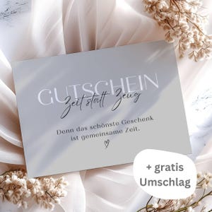 Postkarte Gutschein Zeit statt Zeug inkl. kostenlosem Umschlag, Geschenkgutschein, Zeit schenken Karte, Zeit statt Zeug, Gutschein für Zeit