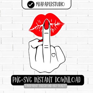 Ragazza dito medio svg png l smalto rosso con il dito medio in alto l segno della mano l dito medio Svg Png l Cricut l trasparente l Download istantaneo
