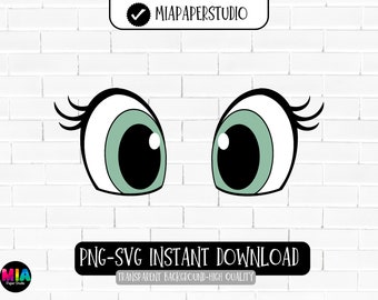 Filz Augen SVG l Niedliche grüne Cartoon Augen Png l Filz Vinyl Handwerk ovale Augen l Digital Stempel l Schablone l Cricut l Silhouette l Instant Download