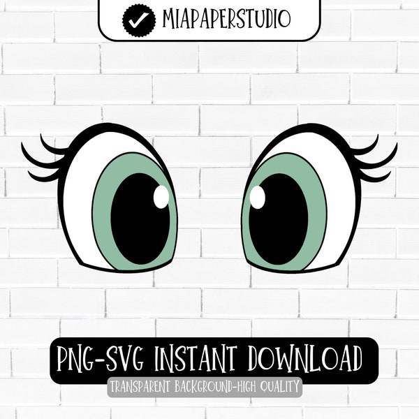 Felt Eyes Svg l Cute Green Cartoon Eyes Png l Felt Vinyl Craft Oval Eyes l Digital Stamp l Stencil l Cricut l Silhouette l Instant Download