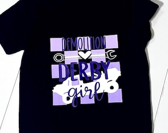 Demolition Derby Girl T-Shirt Sizes Baby / Toddler / Child / Adult - Mama and Me matching Demo Derby T Shirt