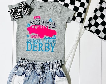 Demolition Derby Girl T-Shirt Sizes Baby / Toddler / Child / Adult - Mama and Me matching Demo Derby T Shirt