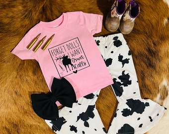 Baby or Toddler Girl Elk Hunting Onesie or Shirt Featuring Forget Dolls, I Want Grunt Calls  - Western Baby / Western Toddler Clothing