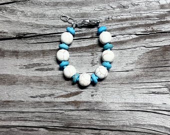 Hand Beaded Turquoise & Marble Bracelet For Baby / Toddler / Child / Adult | Western Baby Bracelet | Baby Shower Gift | Baby Bracelet