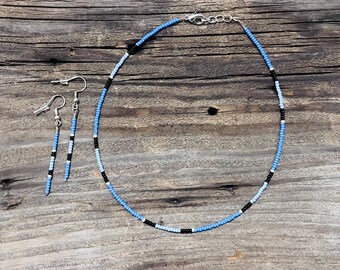 Handmade Western Beaded Necklace + Earrings • The Lilac & Lavender Cowgirl • Handbeaded Western Jewelry • Sterling Silver Plated •