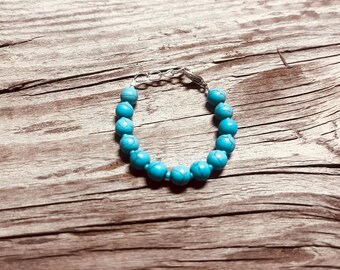 Hand Beaded Turquoise Bracelet For Baby / Toddler / Child / Adult | Western Baby Bracelet | Baby Shower Gift | Baby Bracelet
