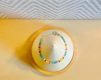 Tribal Red, Turquoise, White, Yellow, Beaded Baby, Toddler, Child, or Adult Bracelet - Western Baby Jewelry - Southwestern Baby / Toddler
