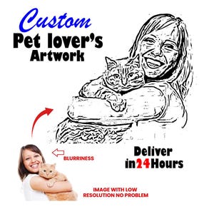 Custom Pet & Owner Portrait – Digital Pet Artwork, Personalized Pet Illustration, Pet Memorial Gift, Custom Pet Drawing, Pet Lover Gift
