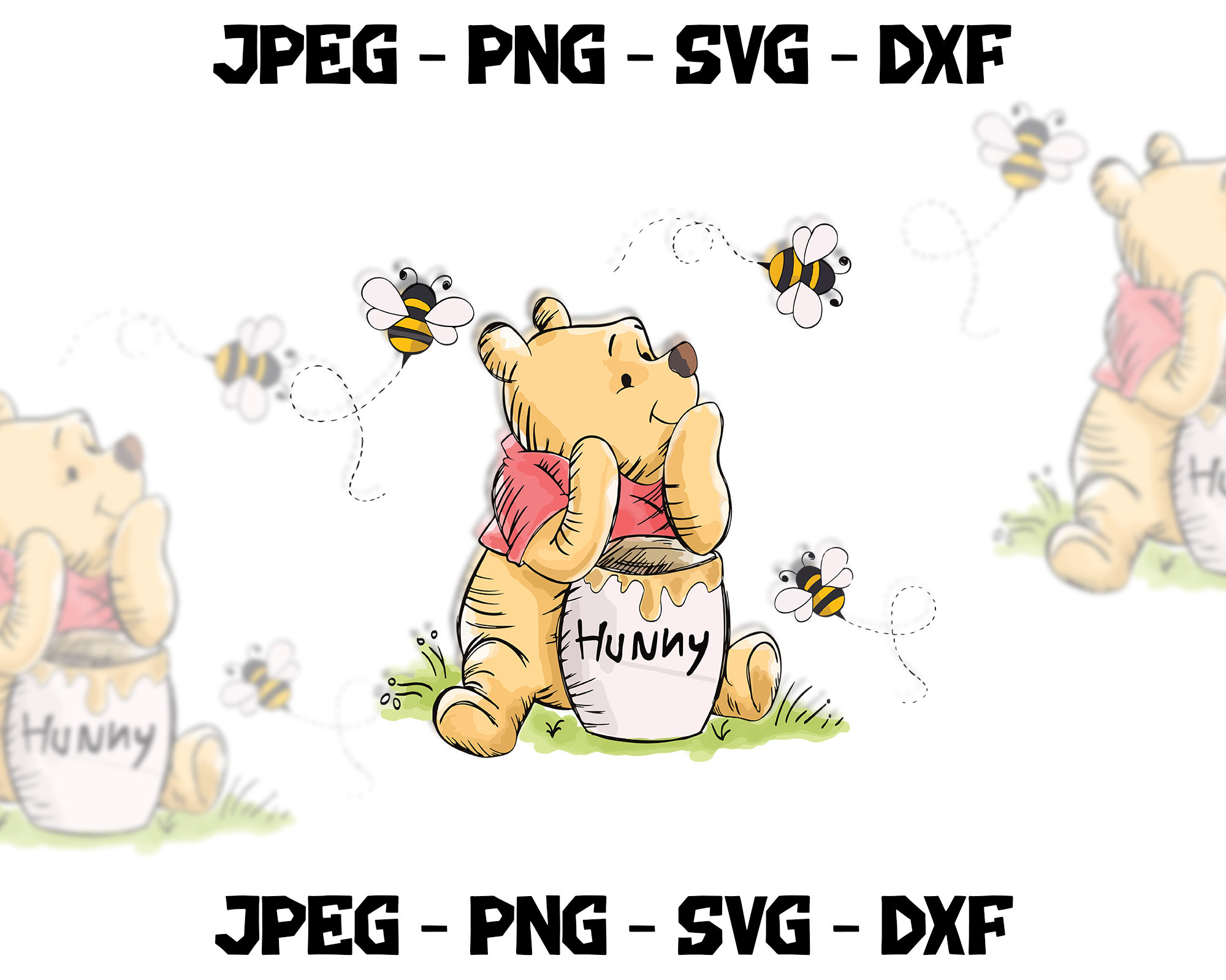 Classic Winnie the Pooh Honey Pot SVG PNG, Winnie-the-pooh Clipart, Hunny  Pot Bee Svg, Cricut Cut File, Digital Download 