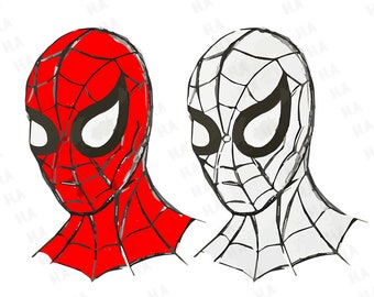 Spiderman Cara svg Dibujos animados svg Superhéroe svg Spiderman Decoración Spiderman Cara Silueta Archivos de Corte Cricut, Svg, Png,