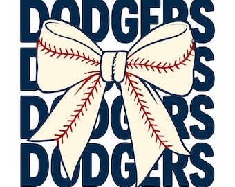 Lazo de béisbol de los Dodgers SVG / Clipart de linda chica de béisbol / PNG de fan de los Dodgers de Los Ángeles / Sublimación de lazo para el cabello del día del juego / Descarga digital de equipo deportivo