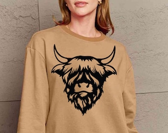 Highland cow SVG Highland cow head svg png highland cor with flower svg png eps dxf cut file cricut commercial use