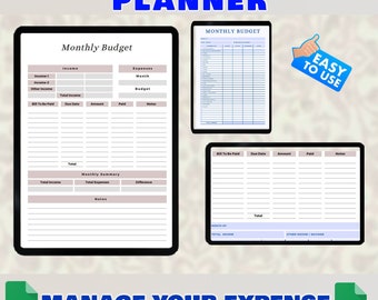 Monthly Budget Planner , Planners for Monthly Budget , Easy in Use Simple Planners Instant Download