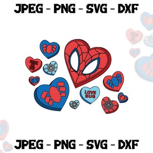 Nove cuori San Valentino Svg San Valentino Supereroe Amore San Valentino Digitale svg,jpeg,png . Download immediato