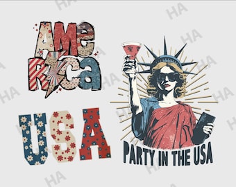 Party in the USA Png, 4th of July America Png, USA Since 1776 Png, Fourth Of July Png, Patriotic Flag Png, Independence Day Png, Sublimation