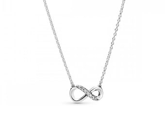 Pandora Silver Infinity Collier Necklace Affordable Elegance: Infinity Symbol Pendant with 45cm Cable Chain - A Meaningful Gift for Her, UK