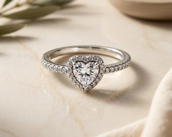 Elevated Heart  Ring Crown Ring with Rhinestones Design for an Unforgettable Engagement or Promise Ring Experience Hear Special Ring