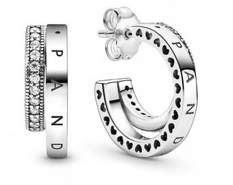 Pave Double Hoop Silver Pandora Earrings New Arrival: Polished Double Circle Earrings from Pandora Moments Collection, Affordable Item UK