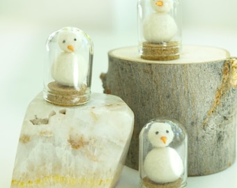 Tiny Snowman in a Miniature Glass Globe