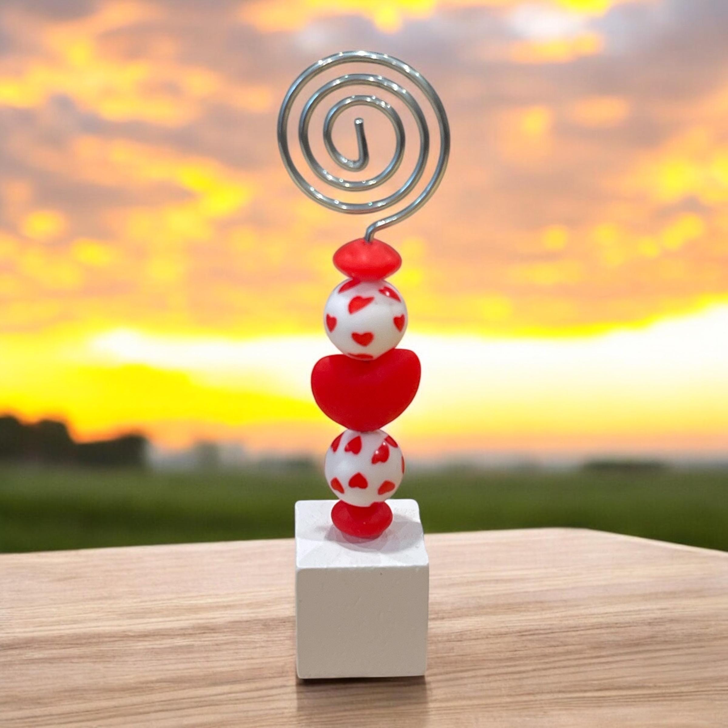 Beaded Photo Holder | Valentine’s Day Decor | Love Themed Picture Stand | Romantic Gift Idea - Thumbnail 3