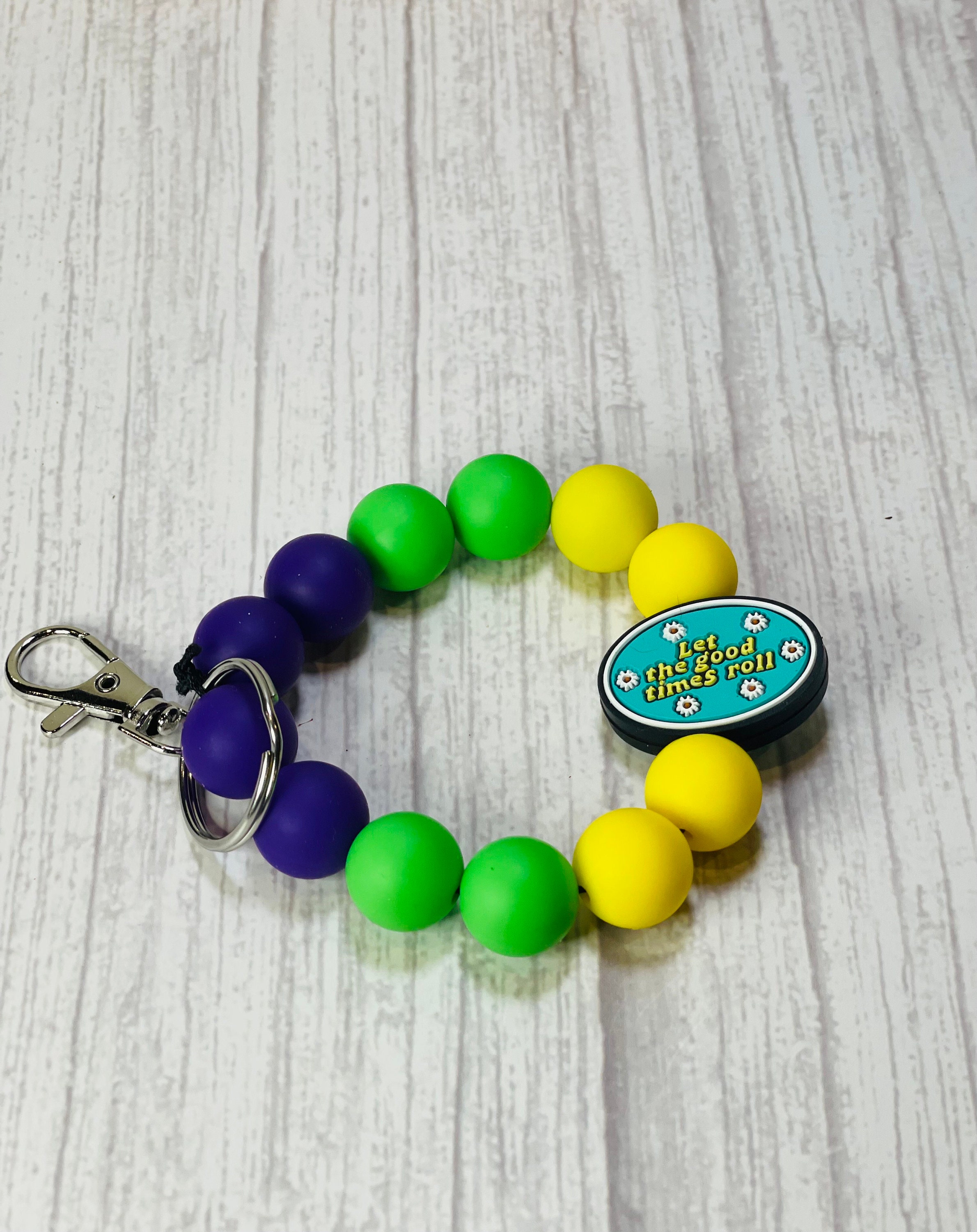 Mardi Gras Focal Wristlet - Beaded Keychain for Parade & Festival Fans - Thumbnail 5