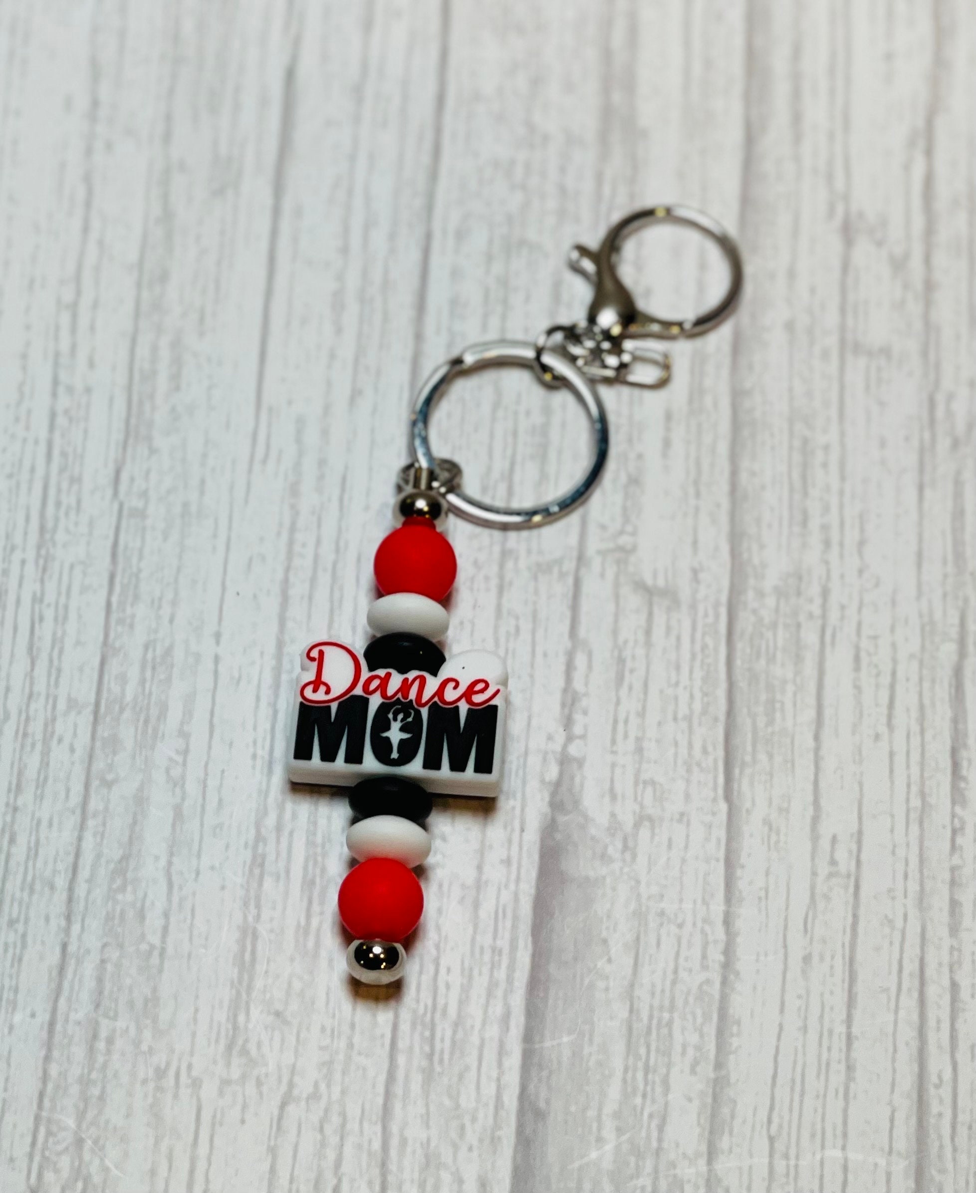 Dance Mom Silicone Beaded Silver Keychain - Image 1