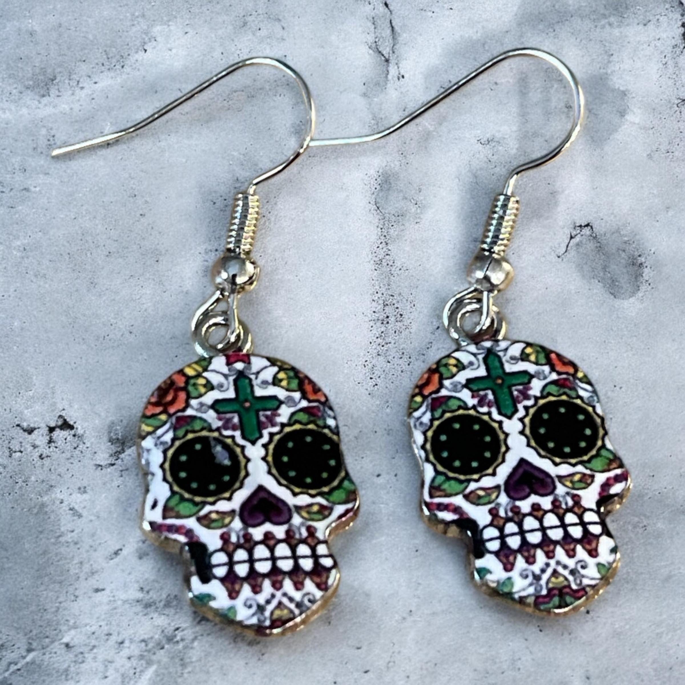 Sugar Skull Earrings for Women | Day of the Dead Jewelry | Festival Accessories - Image 1