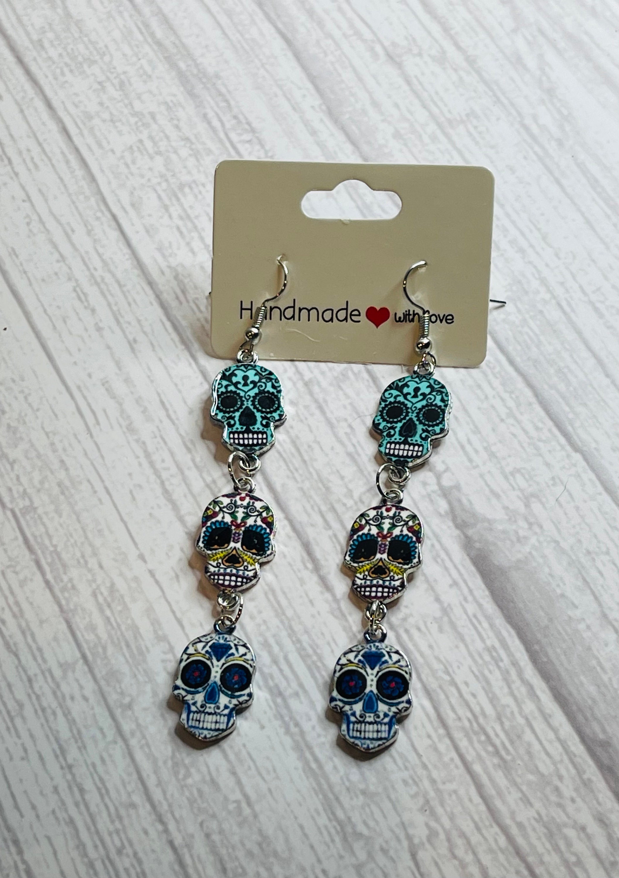 Unique Sugar Skull Earrings | Handmade Boho Jewelry | Skull Accessories - Thumbnail 5