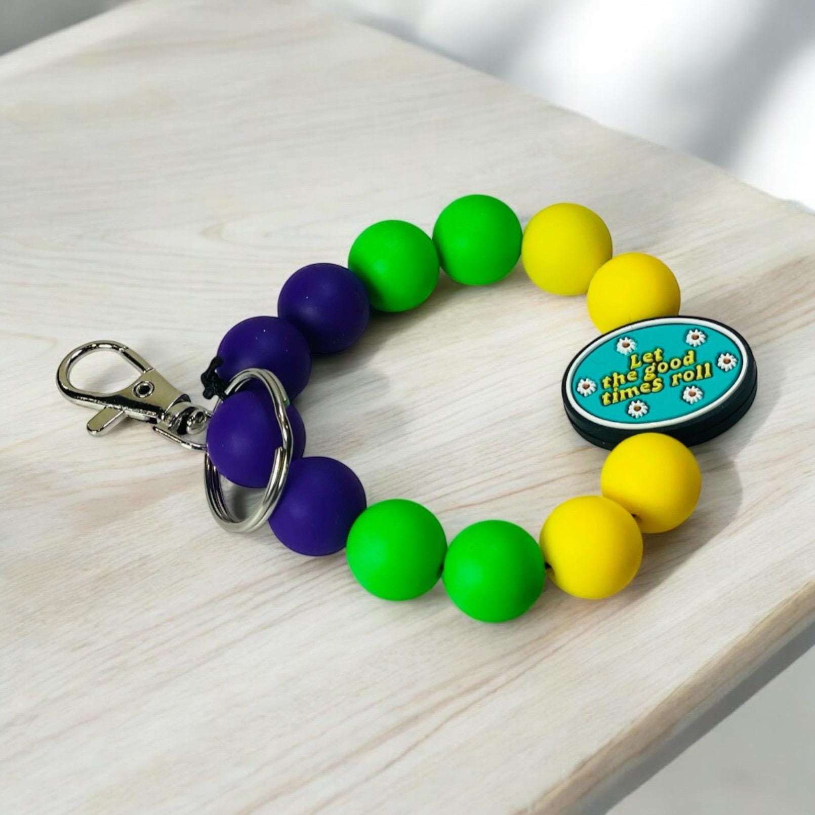Mardi Gras Focal Wristlet - Beaded Keychain for Parade & Festival Fans - Thumbnail 4