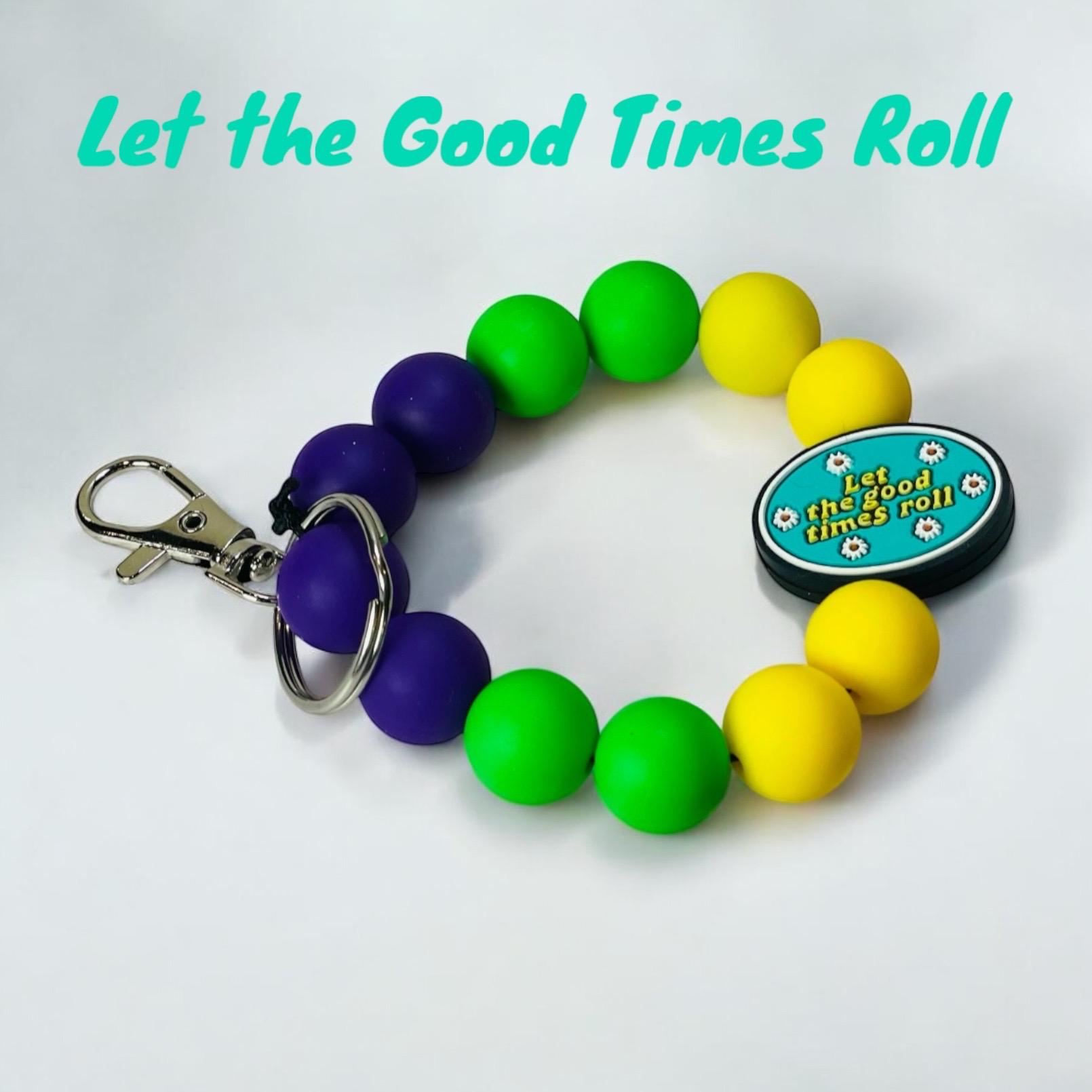 Mardi Gras Focal Wristlet - Beaded Keychain for Parade & Festival Fans - Thumbnail 2