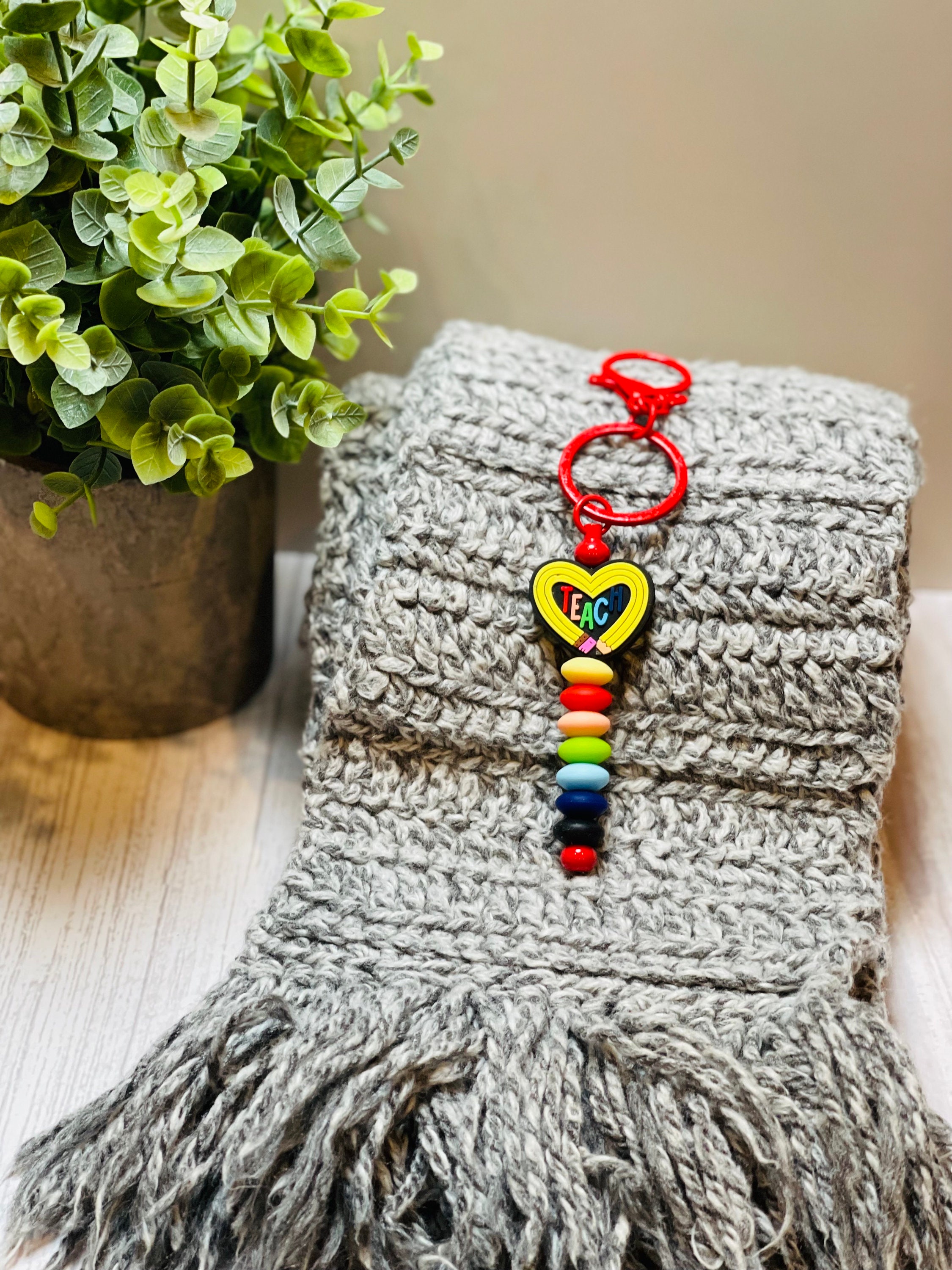 Teacher Silicone Beaded Keychain - Thumbnail 2
