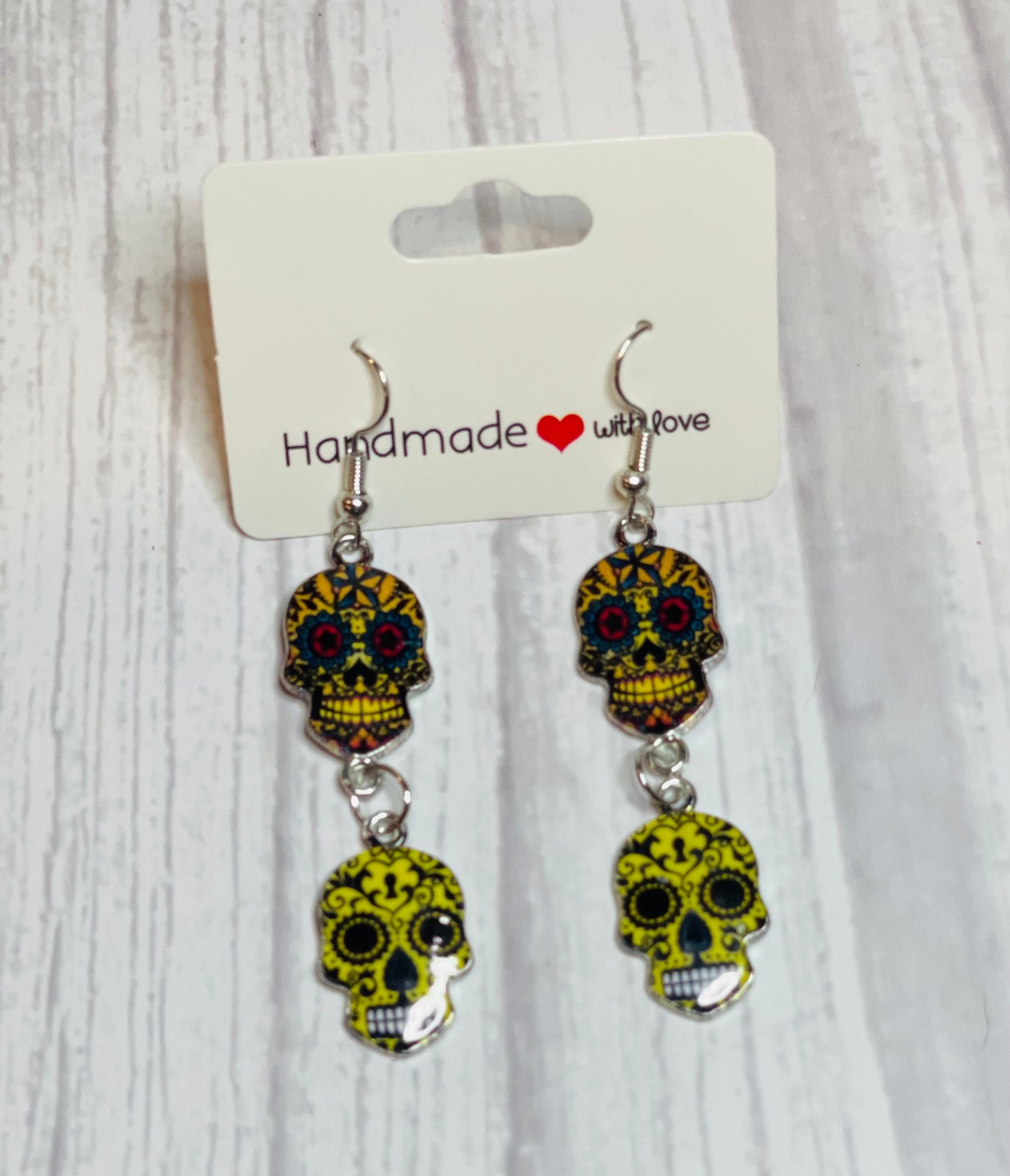 Day of the Dead Sugar Skull Earrings | Mexican Skull Jewelry | Unique Gift - Thumbnail 5