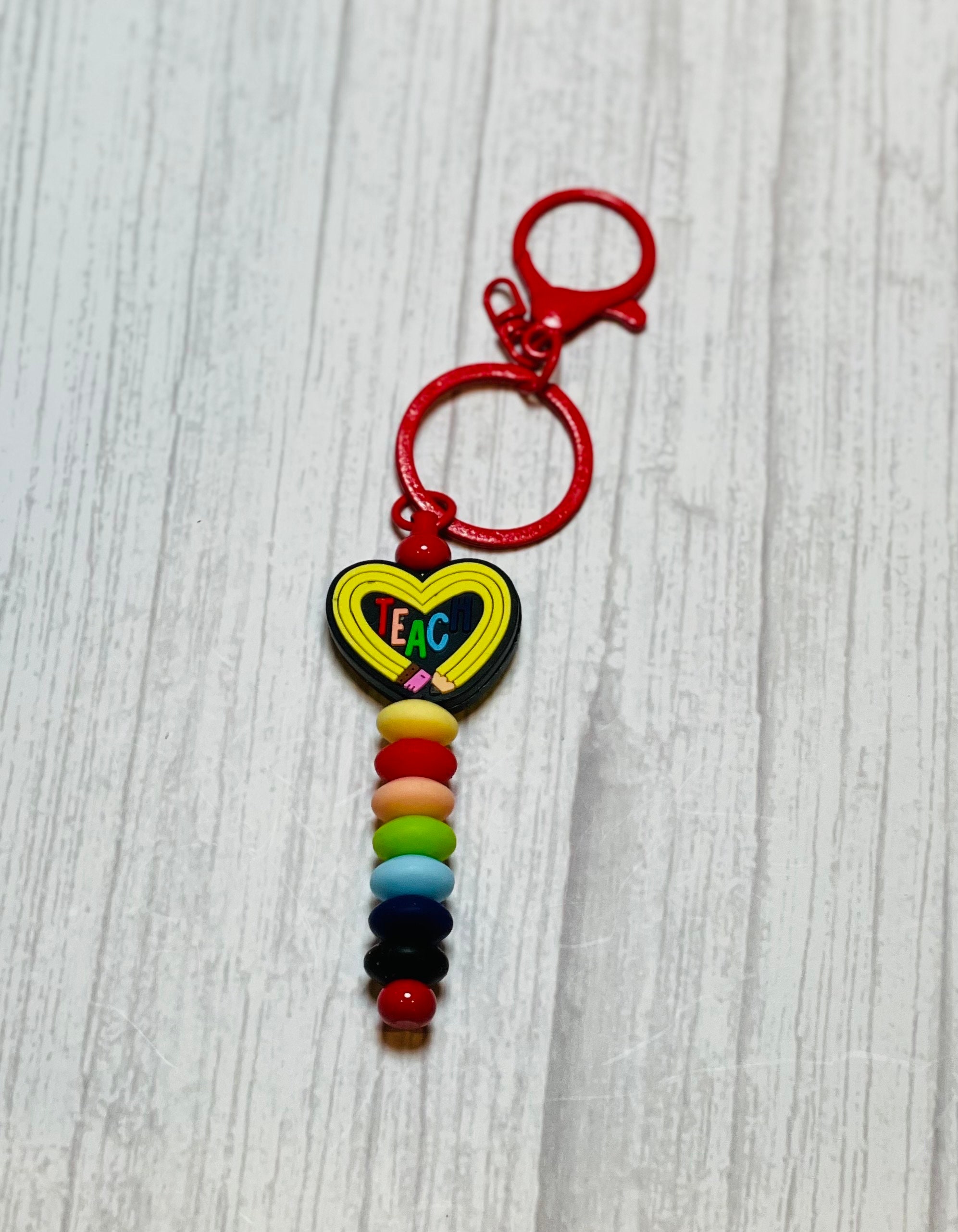 Teacher Silicone Beaded Keychain - Image 1