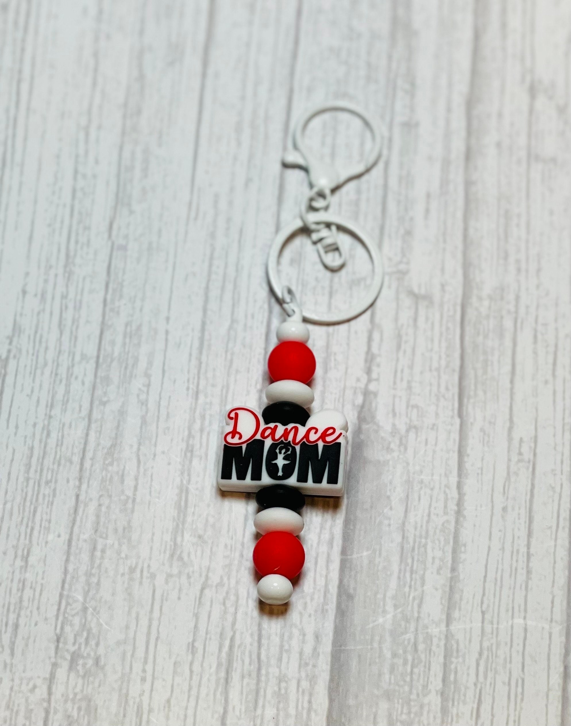 Dance Mom Silicone Beaded White Keychain - Image 1
