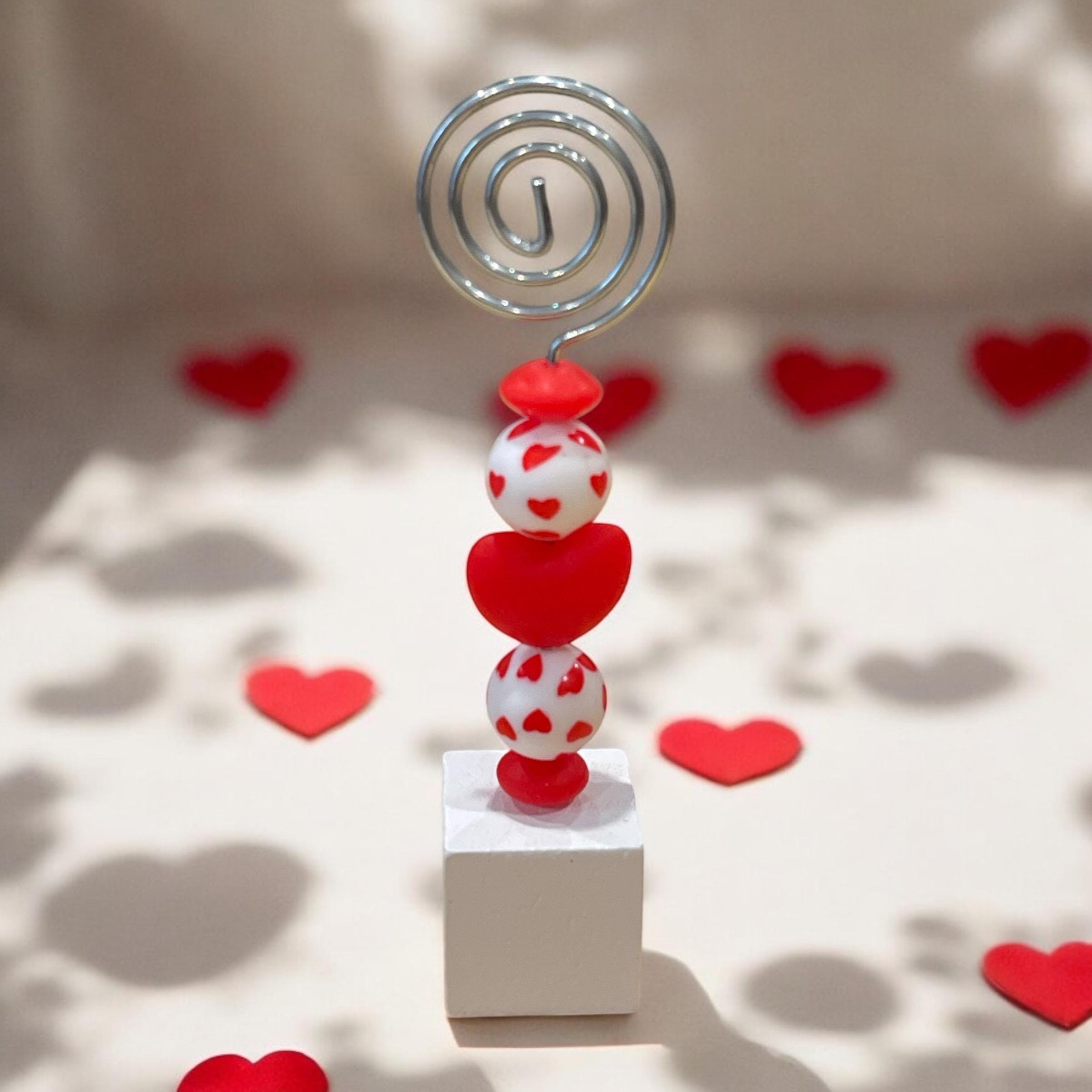 Beaded Photo Holder | Valentine’s Day Decor | Love Themed Picture Stand | Romantic Gift Idea - Thumbnail 2