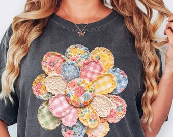 Comfort Colors® Floral Daisy Shirt, Vintage Flower Graphic Shirt, Cottagecore Floral Tee, Spring Summer Shirt, Print Only — Not a Patch