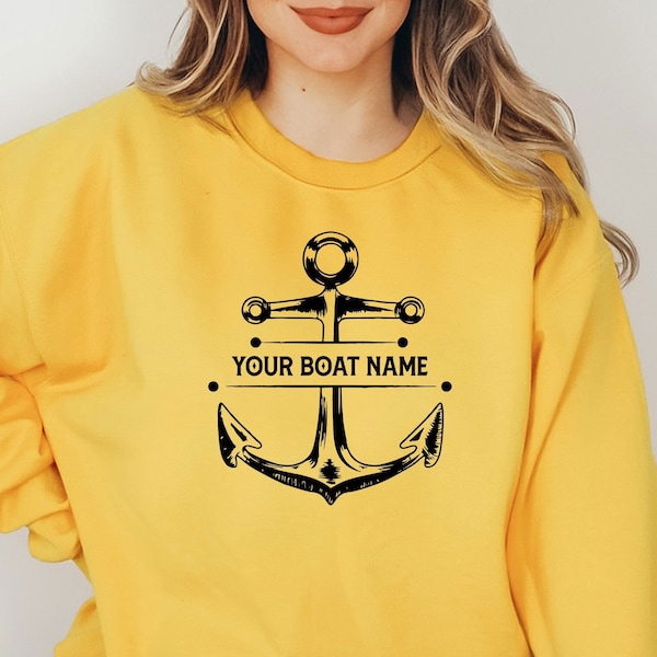 Personalized Boat Sweatshirt, Boat Name Sweatshirt, Captain Sweatshirt, Personalized Gift, Gift For Boat Captain, Boat Owner Sweatshirt