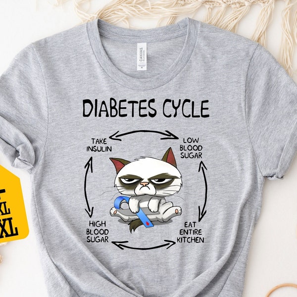 Funny Cat Diabetes Cycle Shirt, Diabetes Shirt, Diabetes Awareness Shirt, Funny Insulin Shirt, Funny Diabetes Shirt, Diabetes Cat Shirt