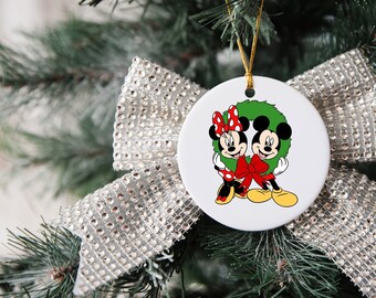 Décoration Mickey et Minnie, décoration de famille Disney, souvenir de Noël, souvenir de vacances Disney, décoration d'arbre de Noël, cadeau de Noël