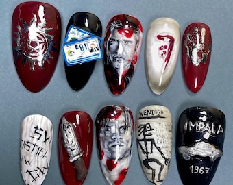Supernatural-Inspired Press-On Nails / Hand-Painted / Winchesters Fan Art / Custom Nail Set