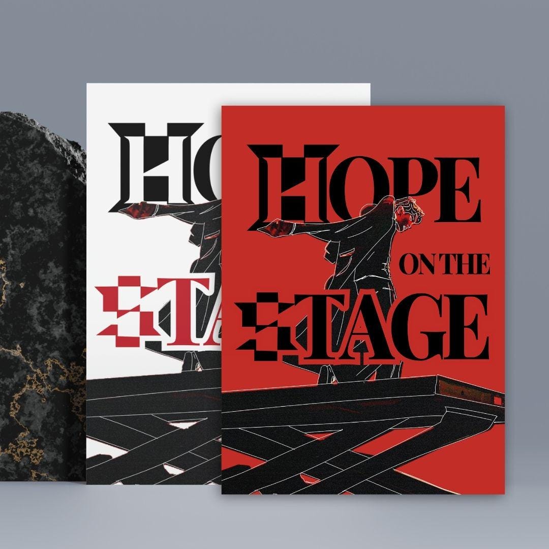 Hope on the Stage | BTS J-hope Tour Poster | 2 Colors | Red and