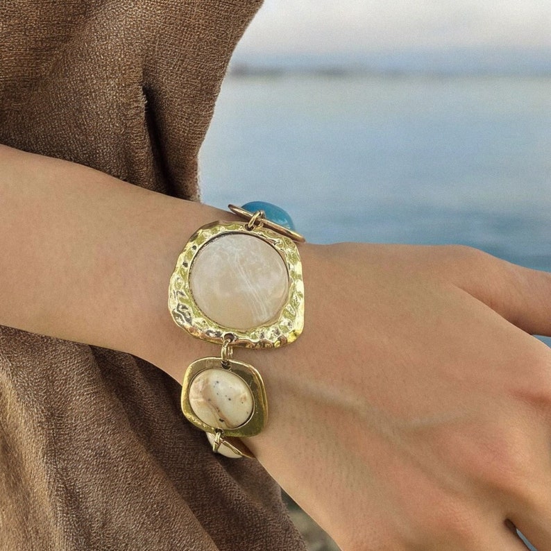 Vintage Gold Bracelet for Women, Chunky Maximalist Jewelry, Funky Y2k