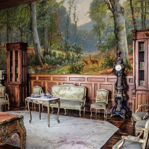 Panoramic Landscape Wall Mural, Wallpaper For Kids room , Peel and Stick Wallpaper  , Scenic Wallpaper Mural  , Vintage Wallpaper, Removable