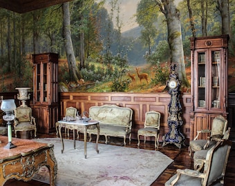 Mural de pared con paisaje forestal: papel pintado autoadhesivo